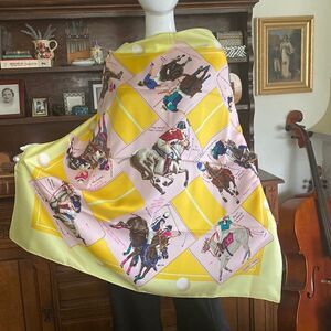 Hermès Le Monde du Polo 100% Silk Scarf 90cm